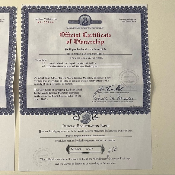 Lot of 2 World Reserve Monetary Exchange Uncut Sheet $1 & $2 Dollar Bills 2003 - Picture 8 of 10